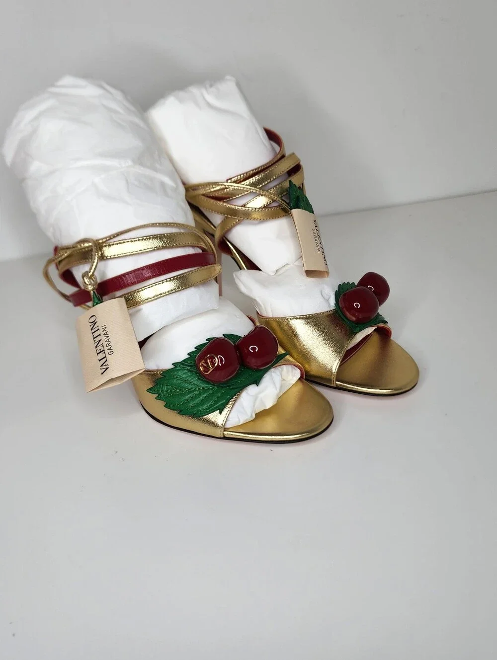 Valentino Garavani Womens Cherryfic Ankle Wrapped Sandals Size 7.5
